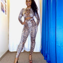 Cargar imagen en el visor de la galería, Mono con parte superior de encaje de leopardo