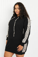 Load image into Gallery viewer, Leopard Panel Hoodie Dress