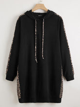 Load image into Gallery viewer, Leopard Panel Hoodie Dress