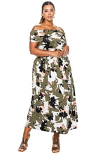 Load image into Gallery viewer, Camo Off Shoulder Maxi
