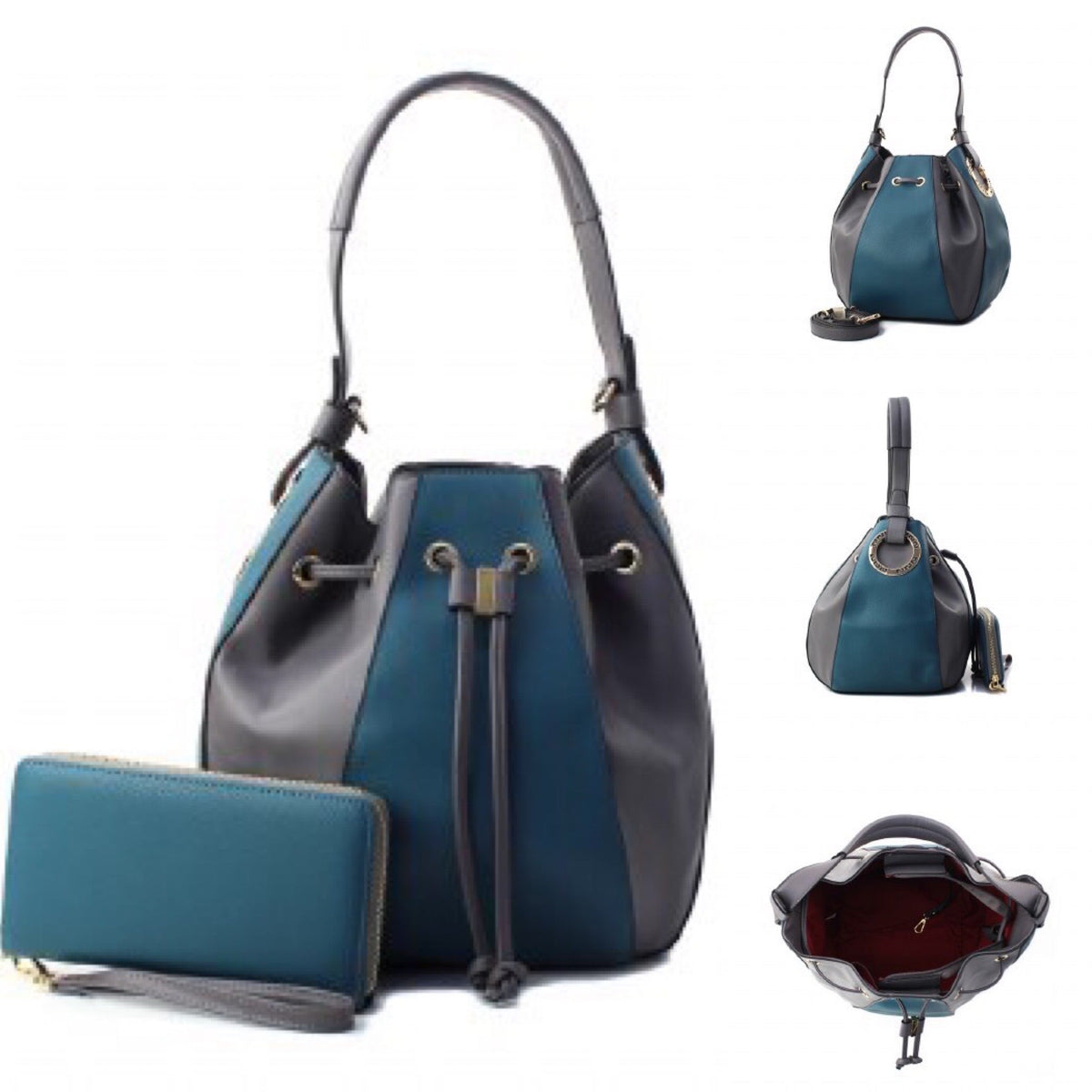 Colorblock Drawstring Handbag