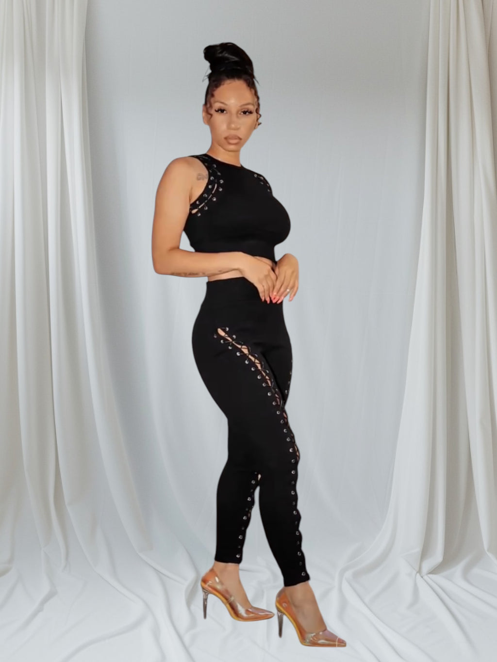 Lace Up Boned Pant Set