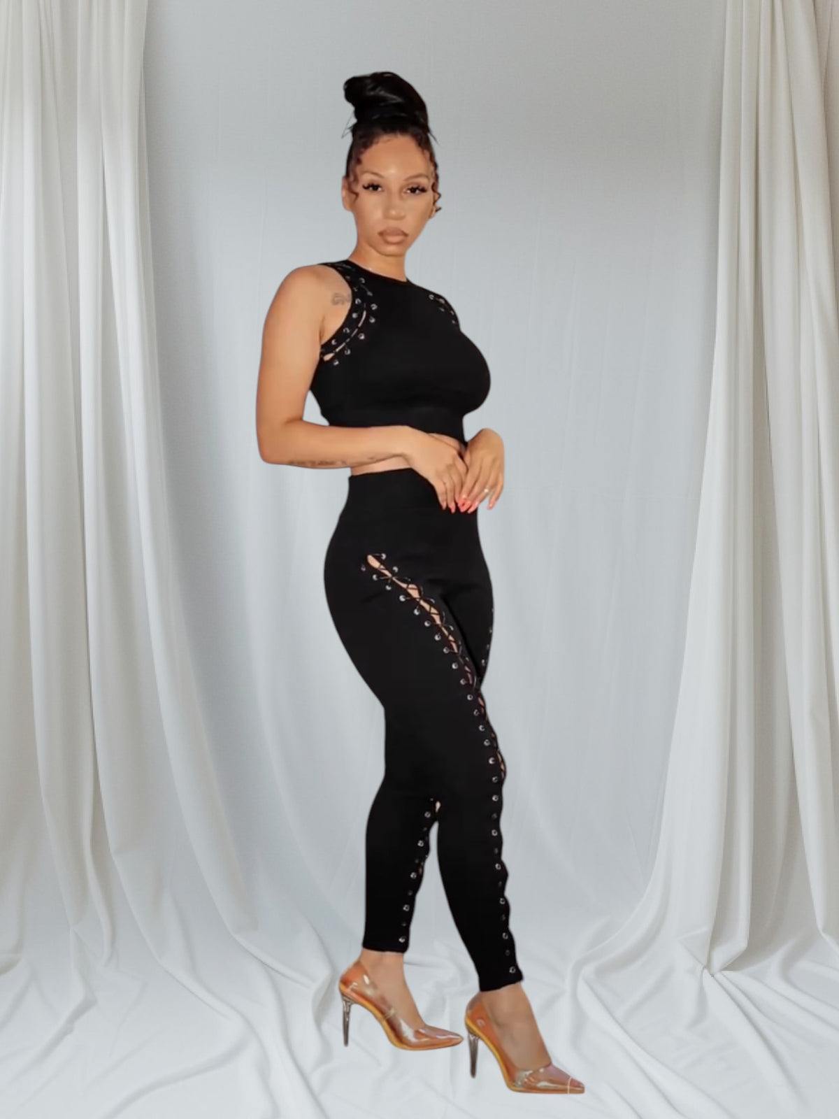 Lace Up Boned Pant Set