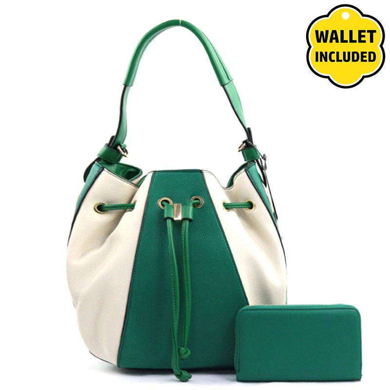 Colorblock Drawstring Handbag