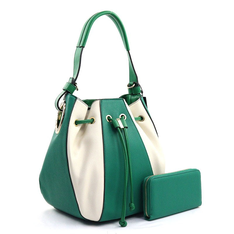 Colorblock Drawstring Handbag