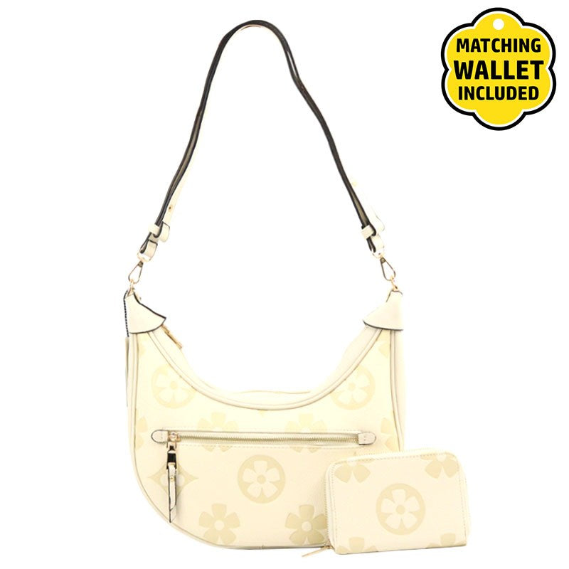 Flower Petal Half Moon Handbag