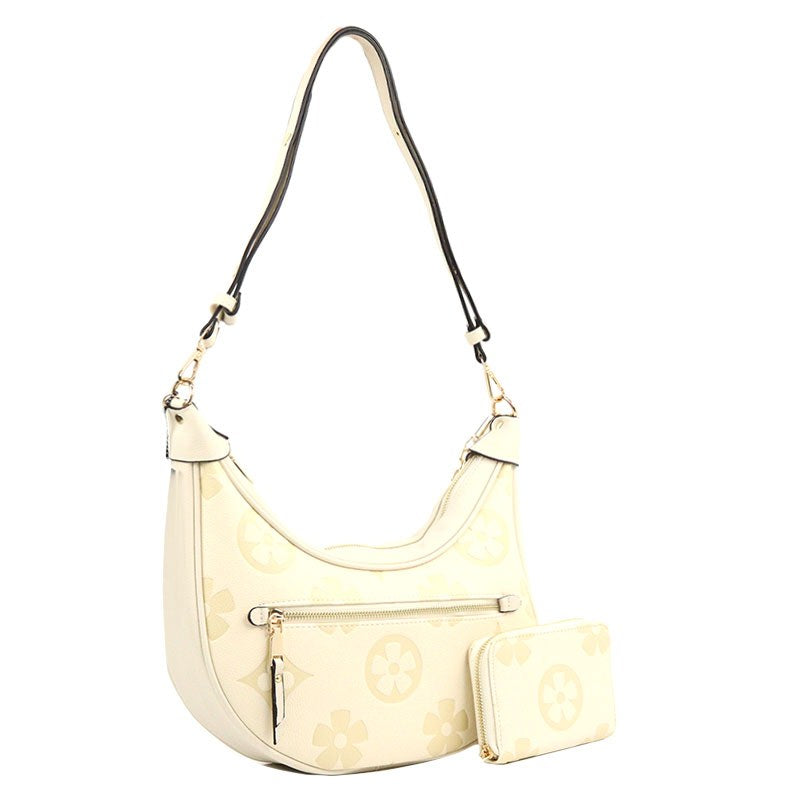 Flower Petal Half Moon Handbag