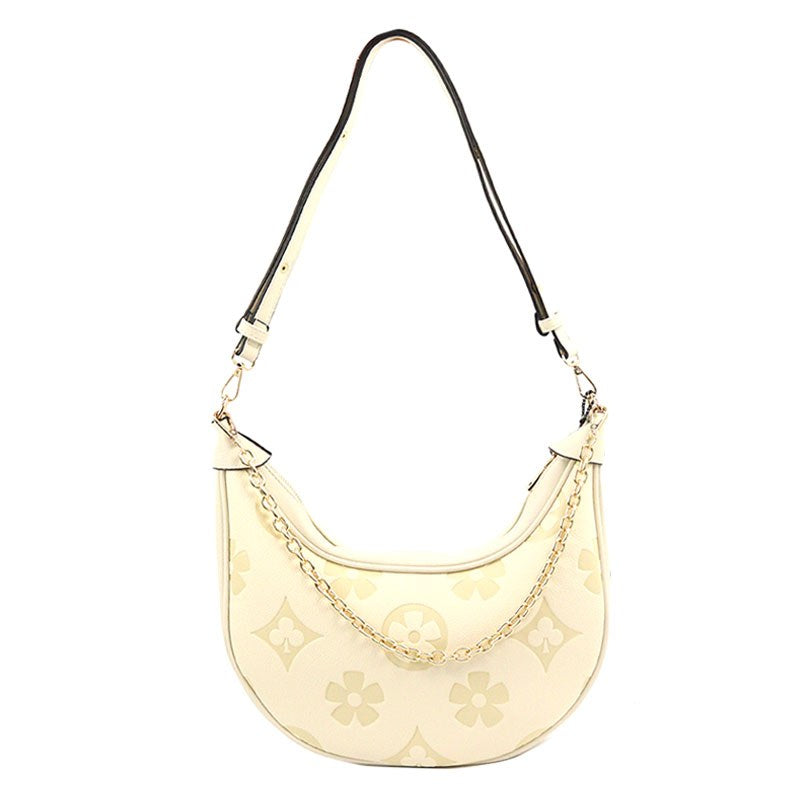 Flower Petal Half Moon Handbag