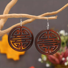 Load image into Gallery viewer, Carved Wooden Earrings
