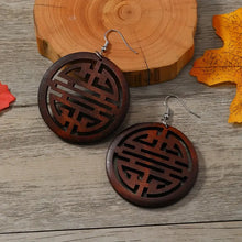 Load image into Gallery viewer, Carved Wooden Earrings
