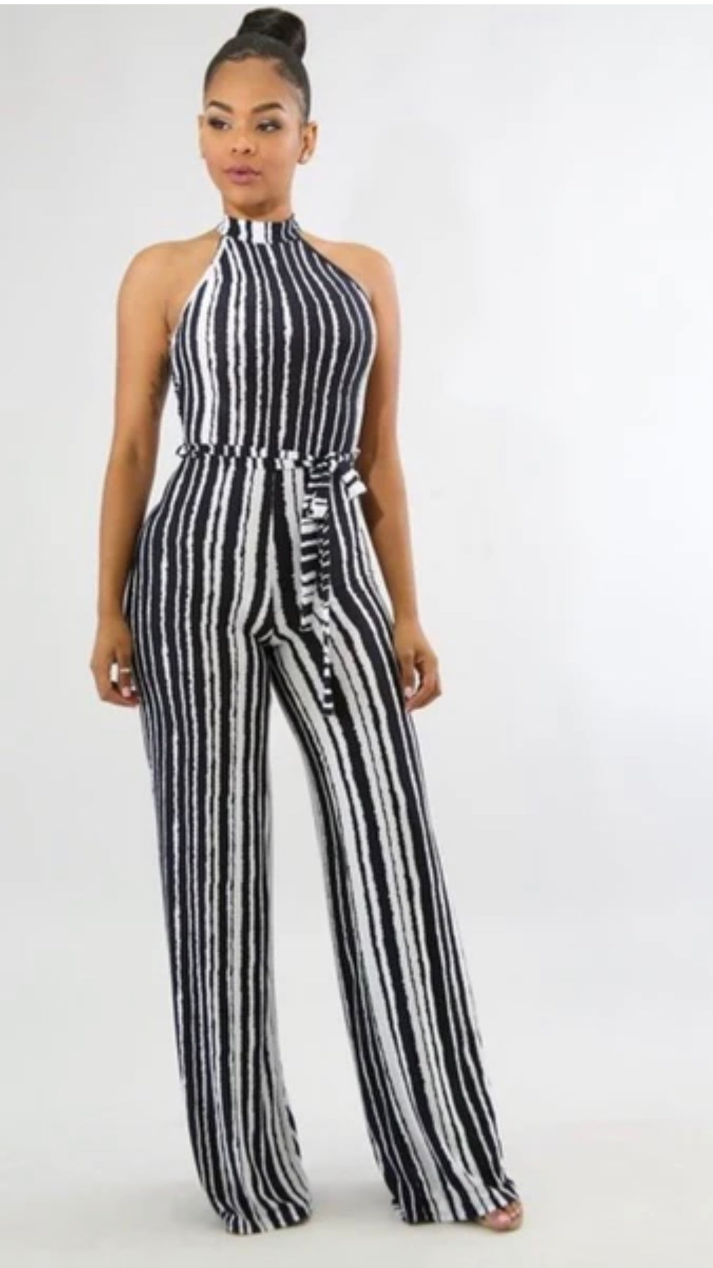 Striped Belted Jumpsuit