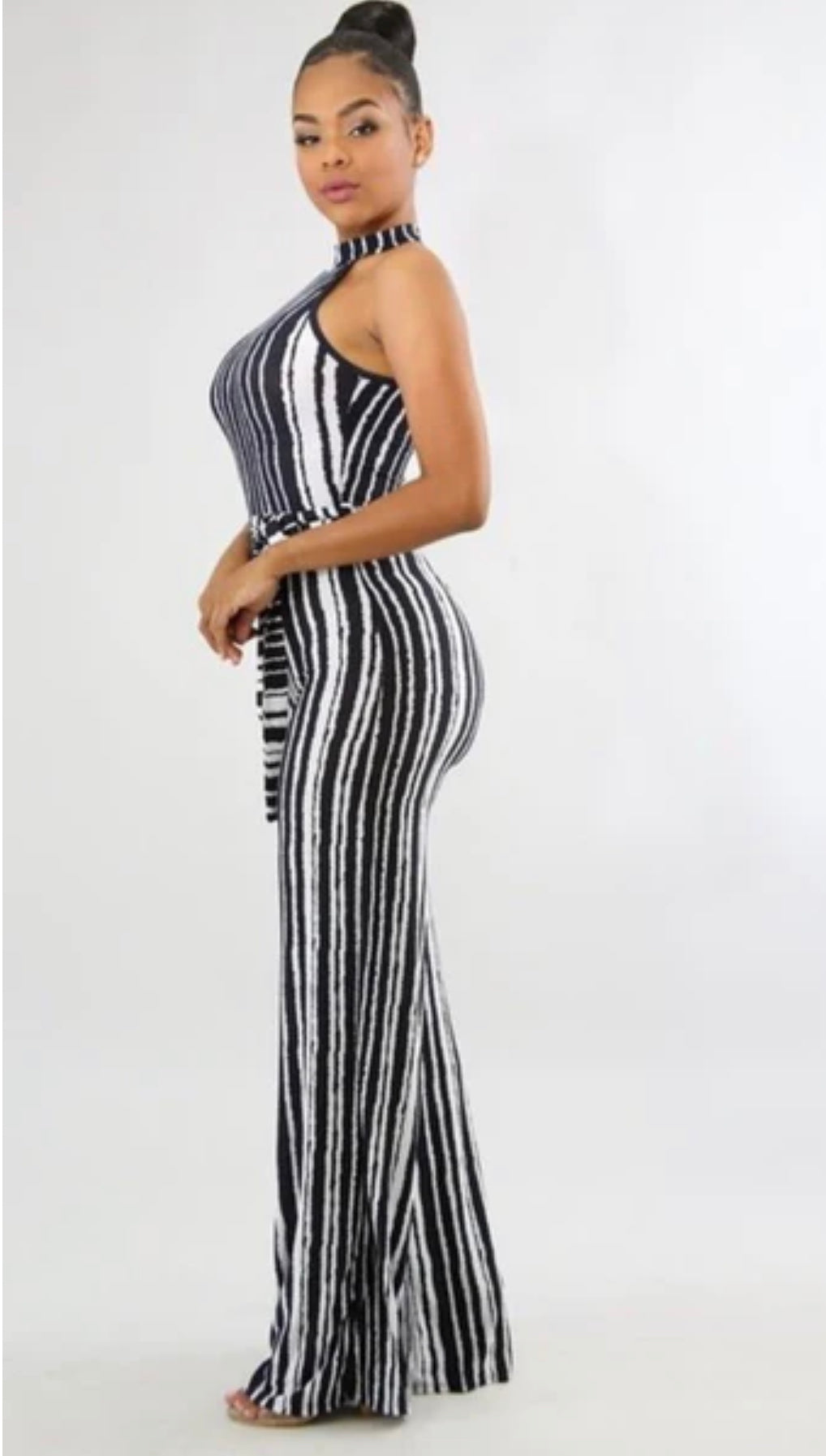 Striped Belted Jumpsuit