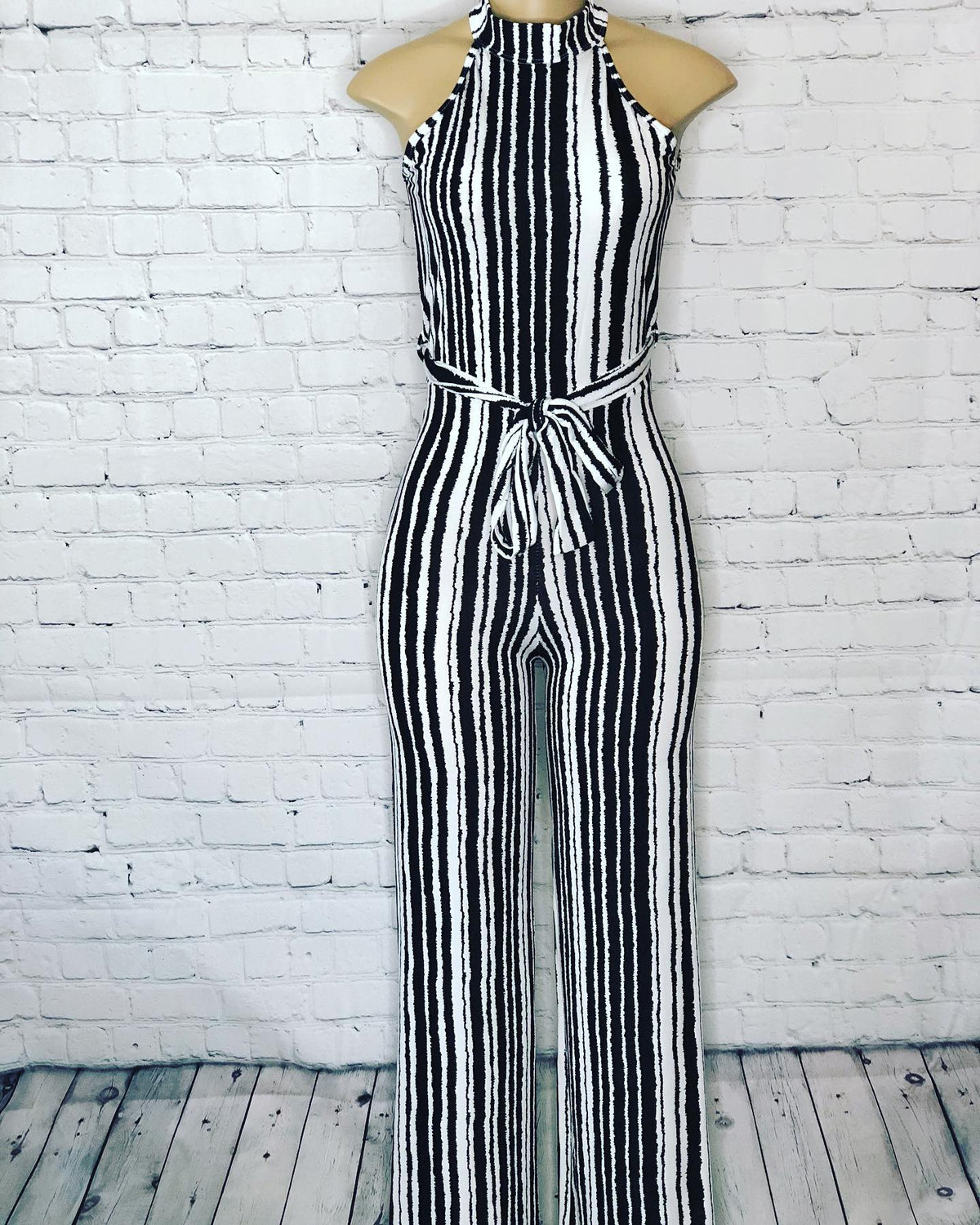Striped Belted Jumpsuit