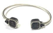 Poral Stone Cable Wire Cuff Bracelet