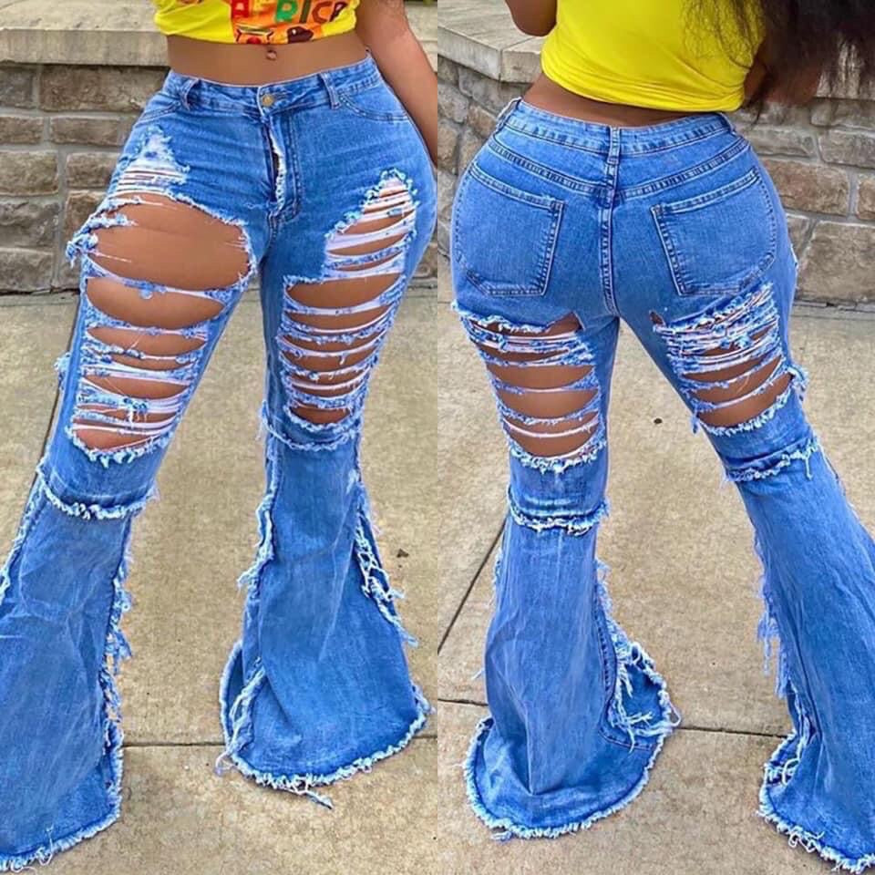 Jeans de sirena desgastados