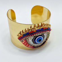Load image into Gallery viewer, Mardi Gras Evil Eye Cuff bracelet
