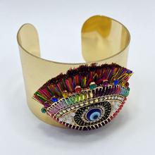 Load image into Gallery viewer, Mardi Gras Evil Eye Cuff bracelet
