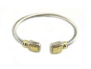 Poral Stone Cable Wire Cuff Bracelet