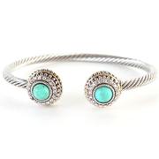 Poral Stone Cable Wire Cuff Bracelet