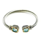Poral Stone Cable Wire Cuff Bracelet
