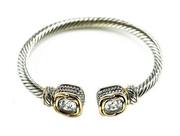 Poral Stone Cable Wire Cuff Bracelet