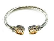 Poral Stone Cable Wire Cuff Bracelet