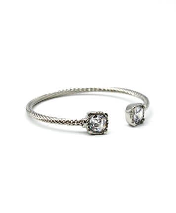 Poral Stone Cable Wire Cuff Bracelet