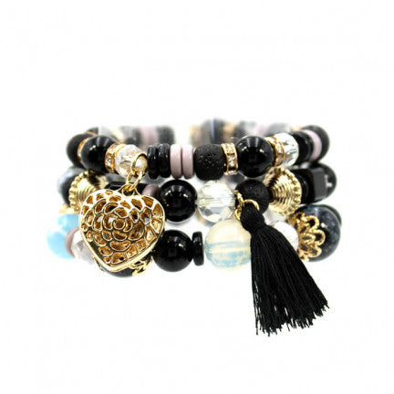 Stretch Beaded Charm Bracelet