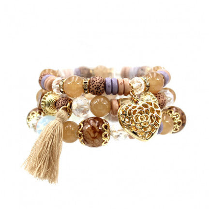 Stretch Beaded Charm Bracelet