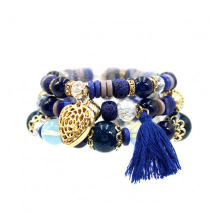 Stretch Beaded Charm Bracelet