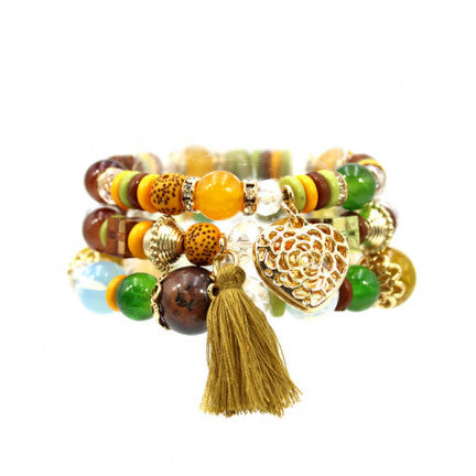 Stretch Beaded Charm Bracelet