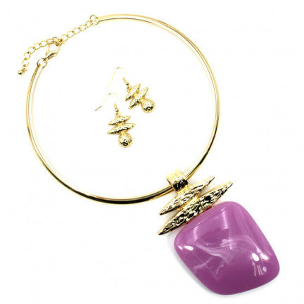 Marble Pendant Necklace Set
