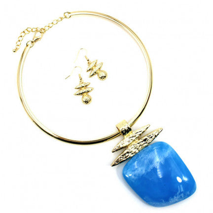 Marble Pendant Necklace Set