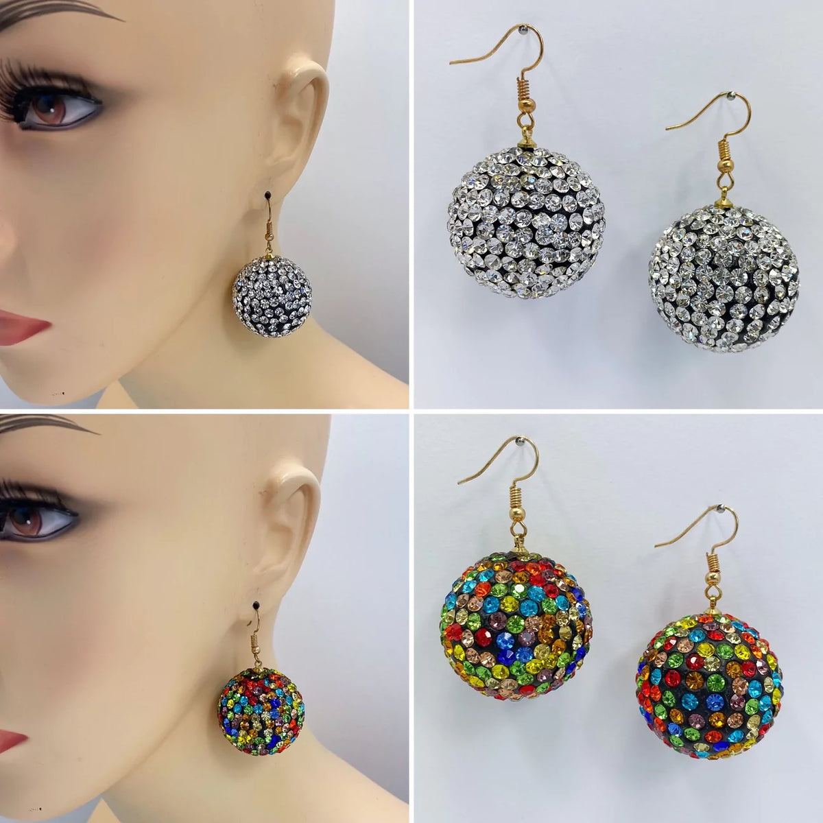 Rhinestone Globe Earrings