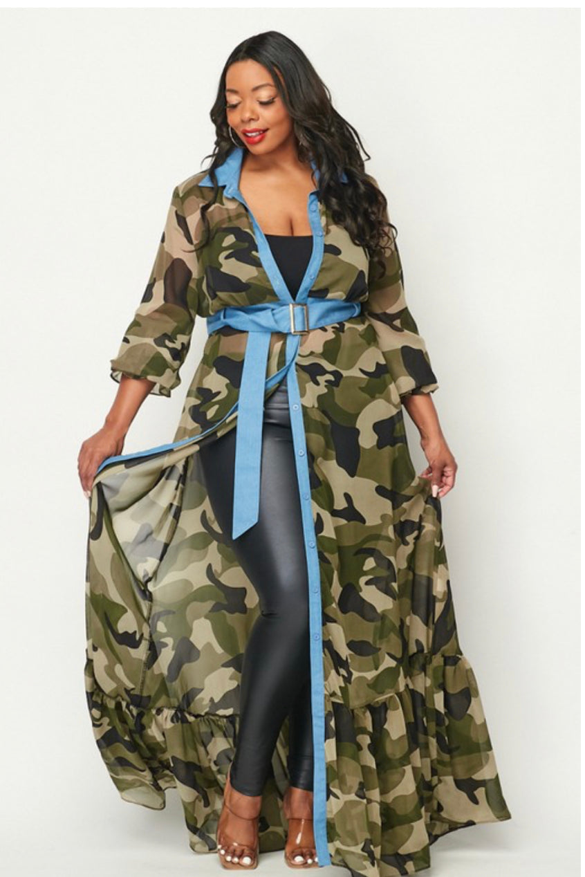 Camouflage Chiffon Dress