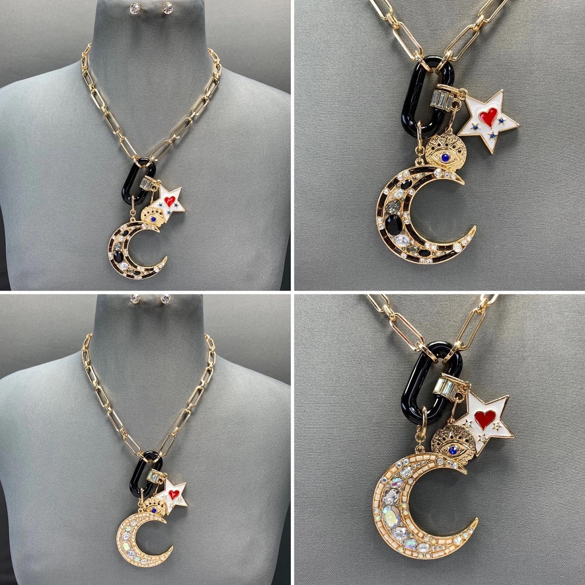 Whimsical Moon Charms Necklace