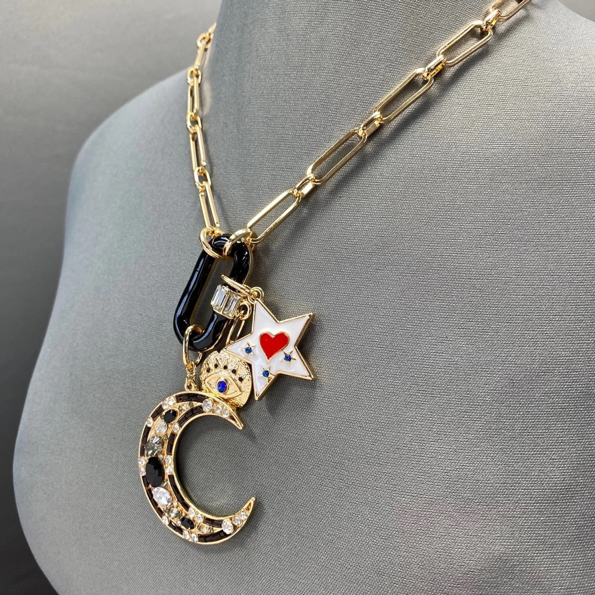 Whimsical Moon Charms Necklace