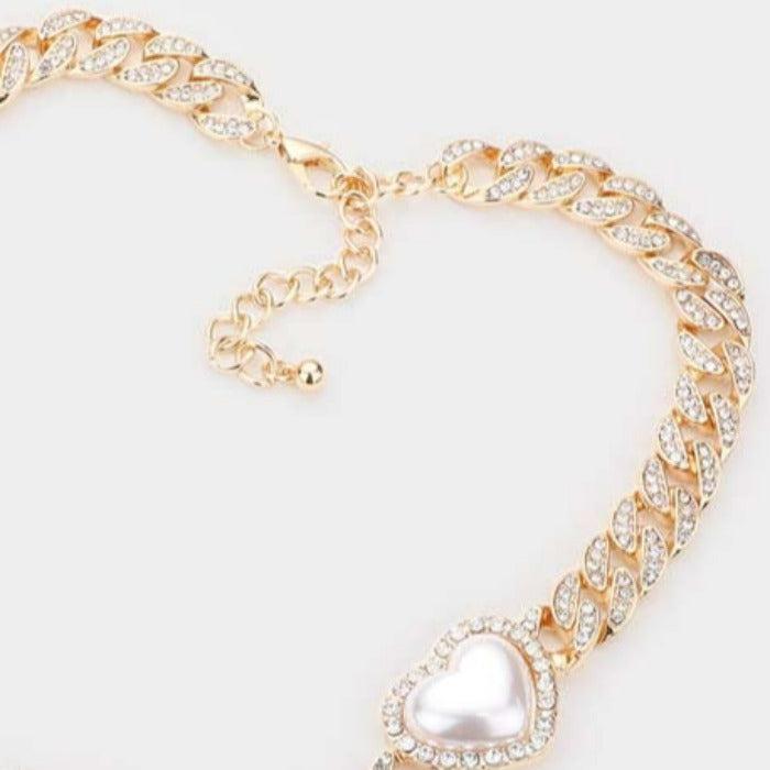 Kenzie Pearl Heart Necklace