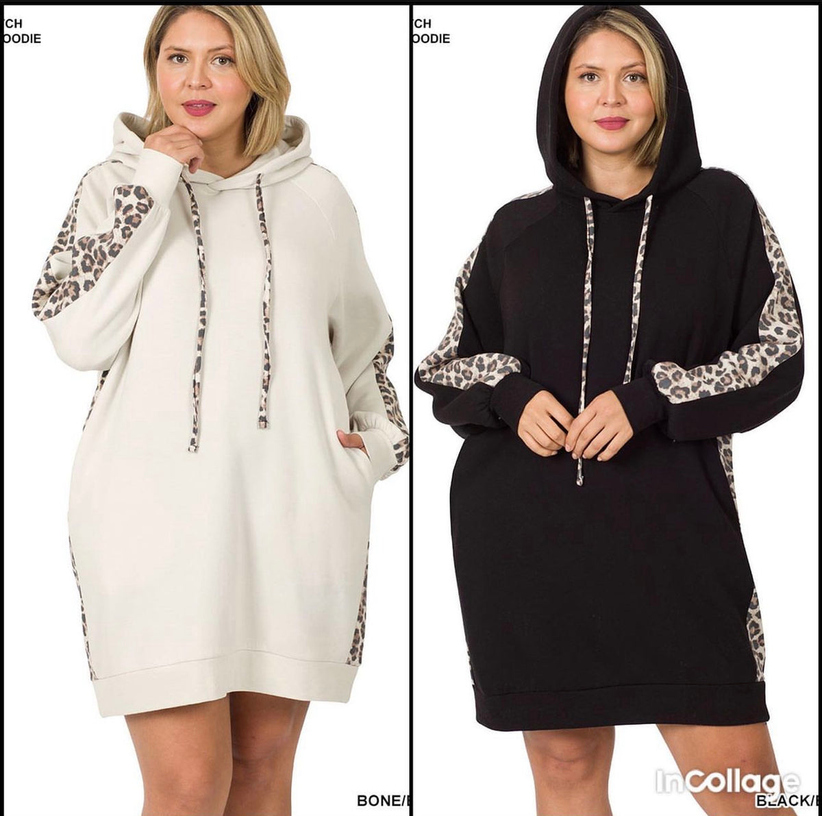 Leopard Panel Hoodie Dress
