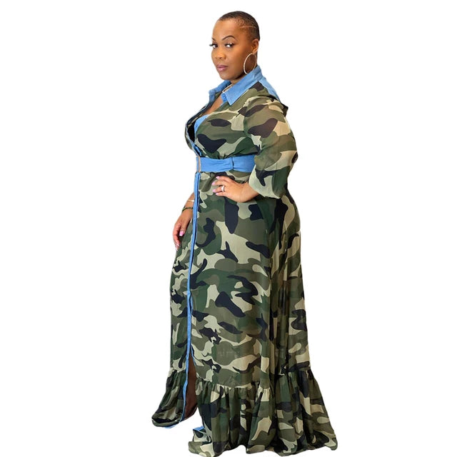 Camouflage Chiffon Dress