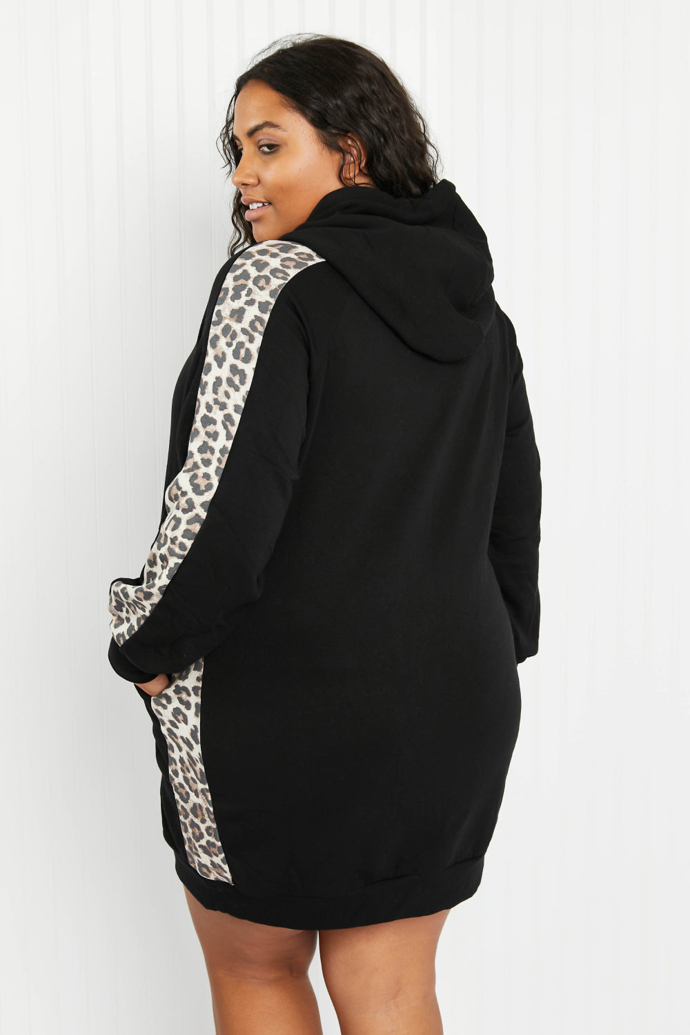 Leopard Panel Hoodie Dress