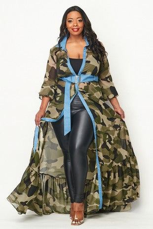 Camouflage Chiffon Dress