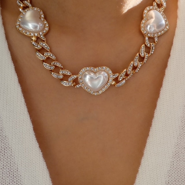 Kenzie Pearl Heart Necklace
