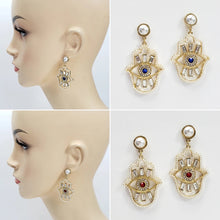 Load image into Gallery viewer, Pearl Evil Eye earrings
