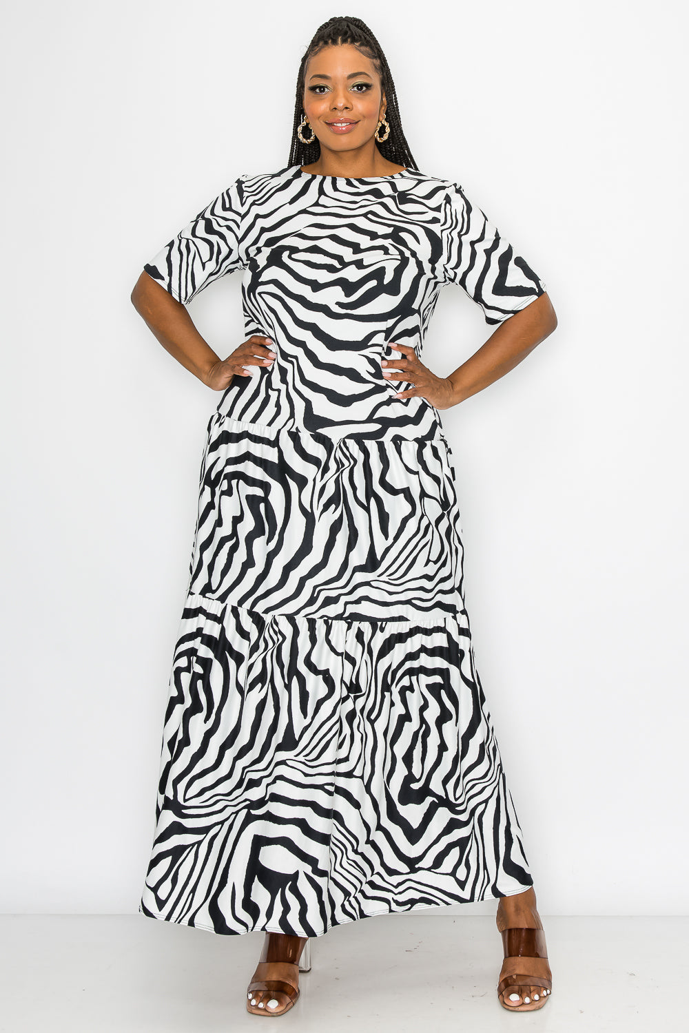 Macy Zebra Tiered Maxi Dress