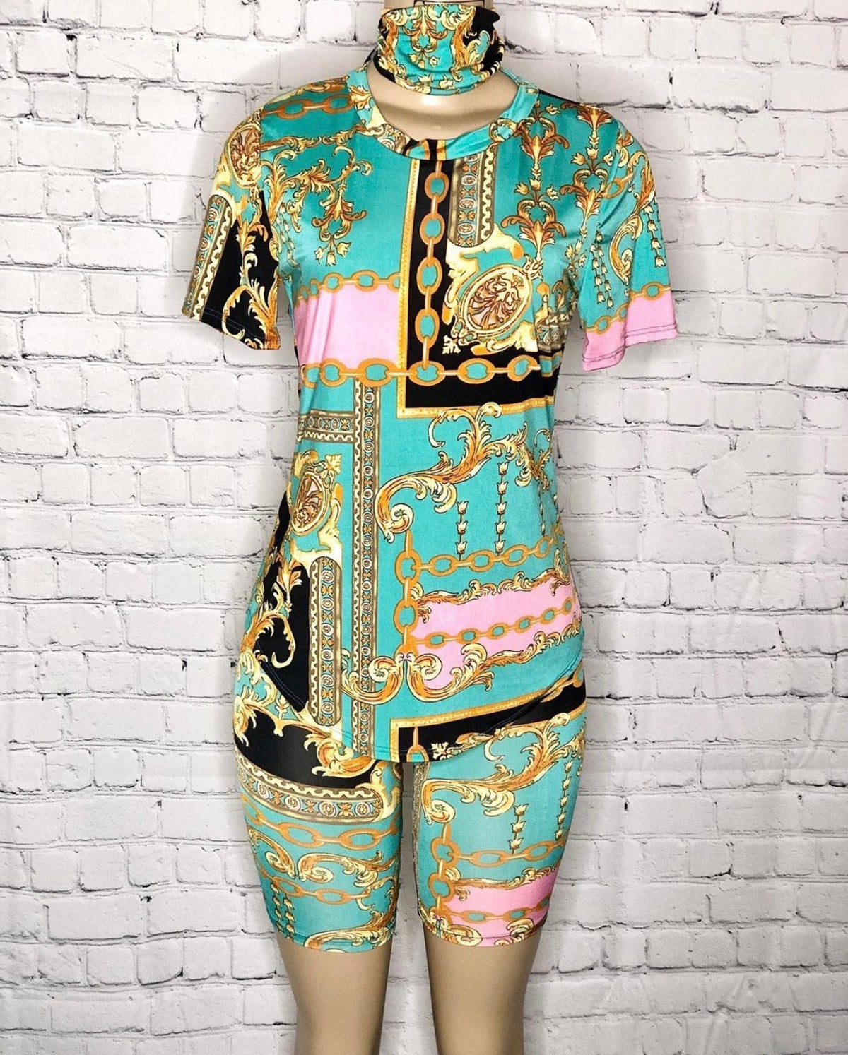 Tealy Short Set W/ Mask