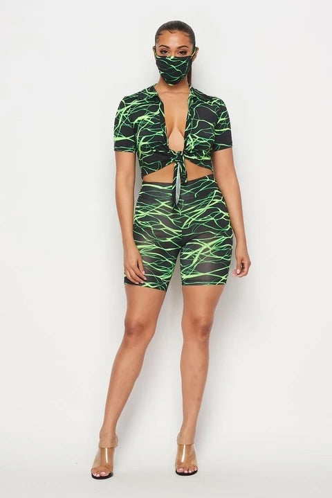 Poison Short Set with Mask
