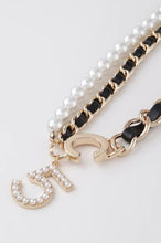 Load image into Gallery viewer, C5 Leather &amp; Pearl Necklace
