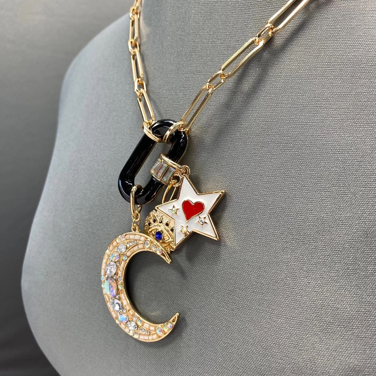 Whimsical Moon Charms Necklace
