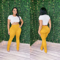 Leggings fruncidos de color mostaza 